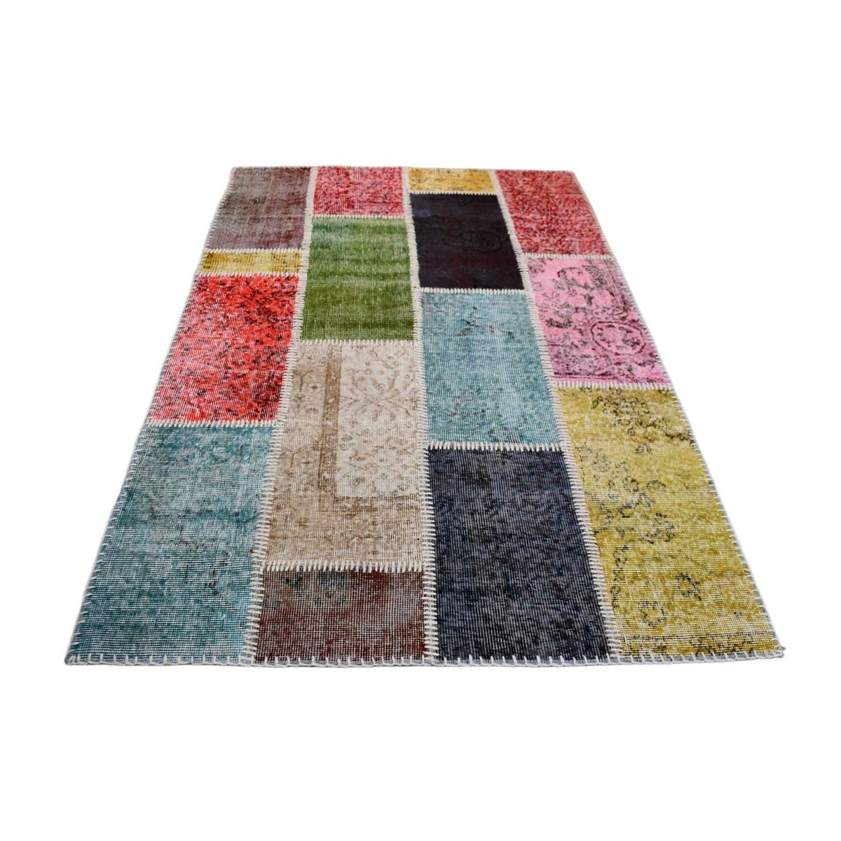 Vintage patchwork vloerkleed - 190x120 cm - HANDGEMAAKT
