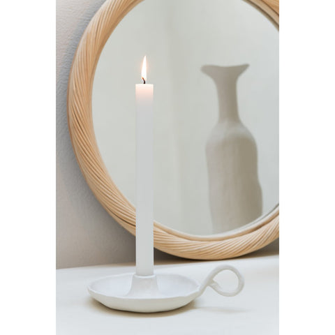 J-Line wandspiegel Rond Rotan/glas Naturel Medium