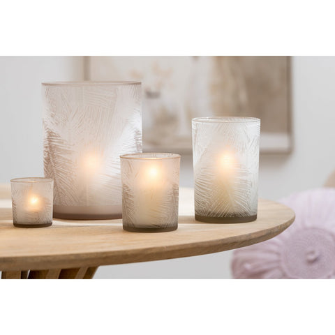 J-Line windlicht Bladeren - glas - beige - extra large
