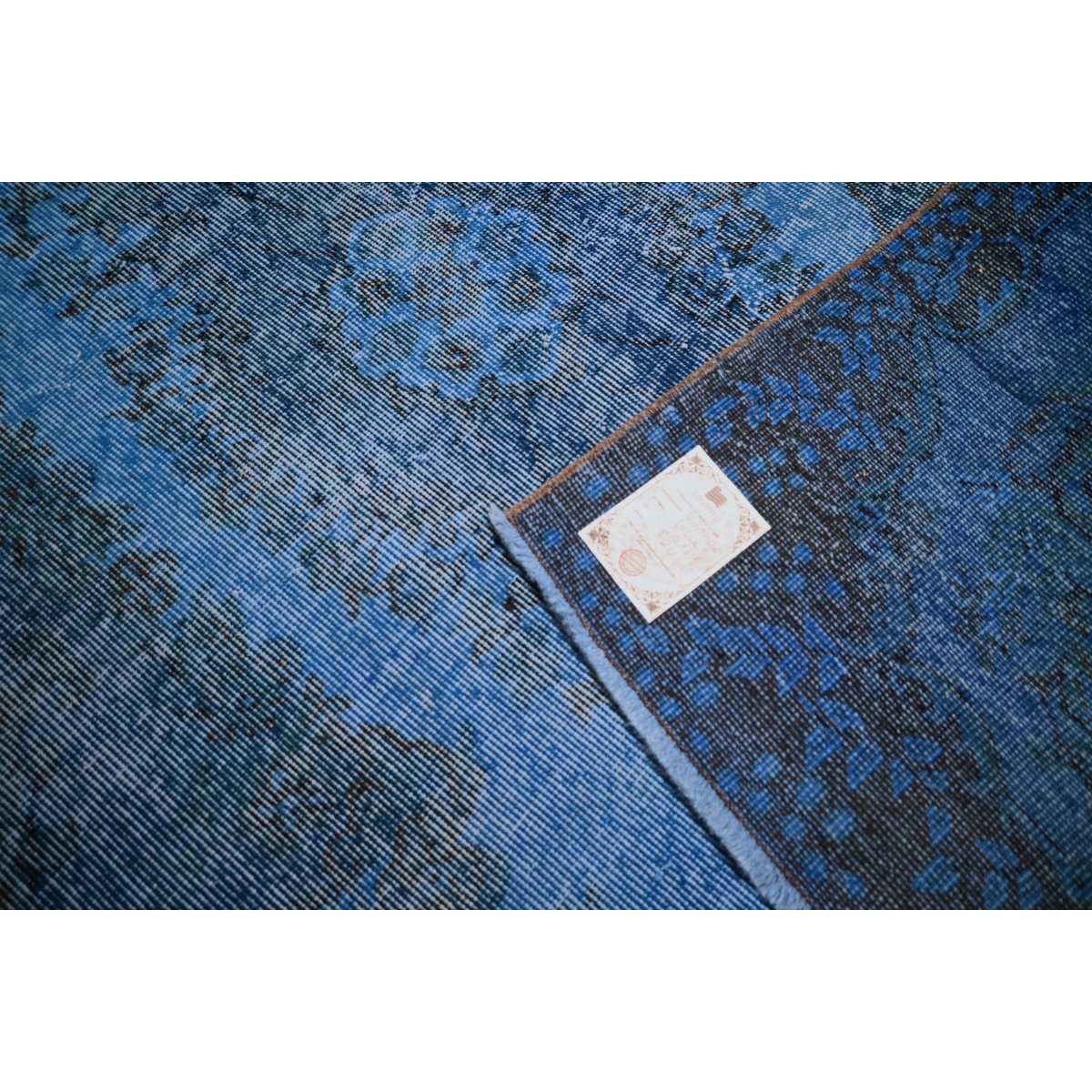 Blauw vintage vloerkleed - 210x115 cm - HANDGEMAAKT