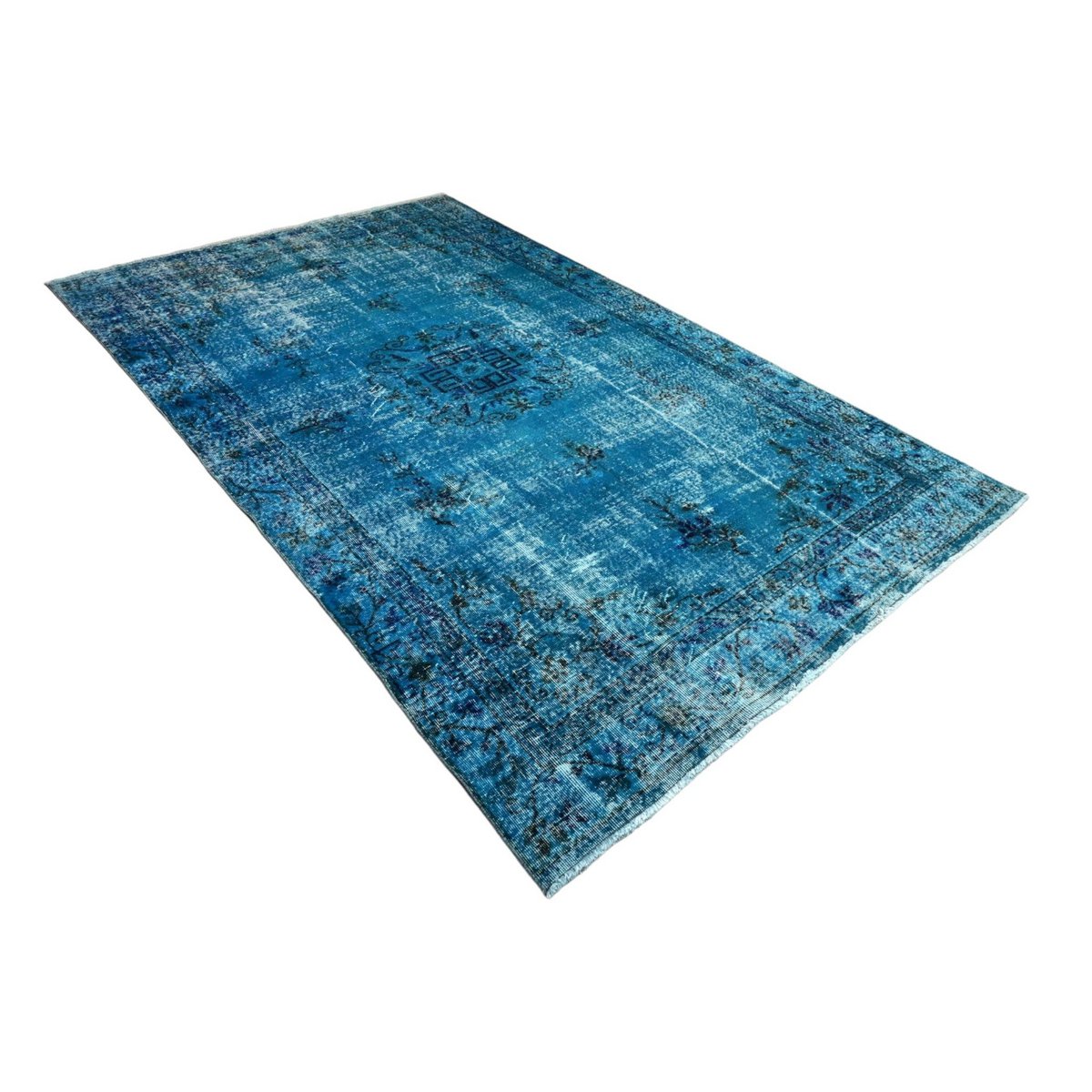 Blauw vintage vloerkleed - 296x184 cm - HANDGEMAAKT