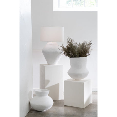 J-Line Lamp + Kap Pot Spinner Papier Mache Wit