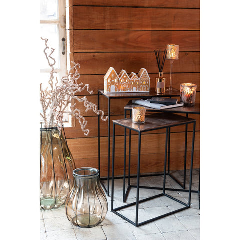 J-Line vaas Fusion - glas/metaal - taupe - small - 30.00 cm hoog