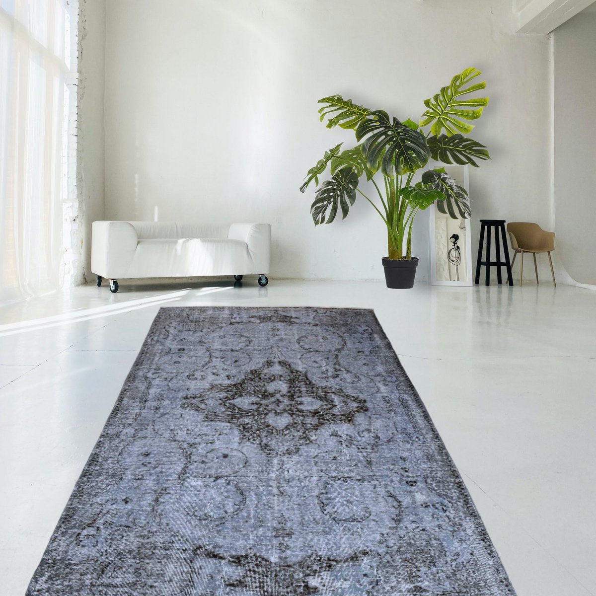 Grijs vintage vloerkleed - 272x160 cm - HANDGEMAAKT