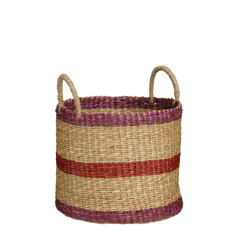 Mand - Set van 3 - H29 x Ø32 cm - Bruin, Rood, Groen, Roze