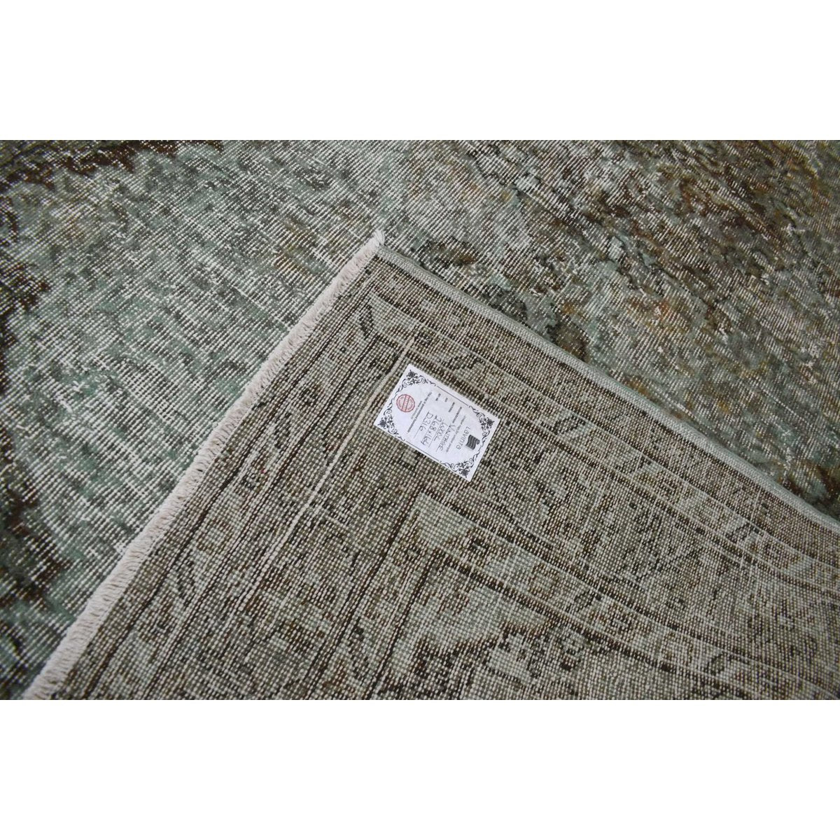 Groen grijs vintage vloerkleed - 268x164 cm - HANDGEMAAKT