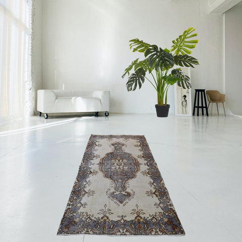 Licht vintage vloerkleed - 208x113 cm - HANDGEMAAKT