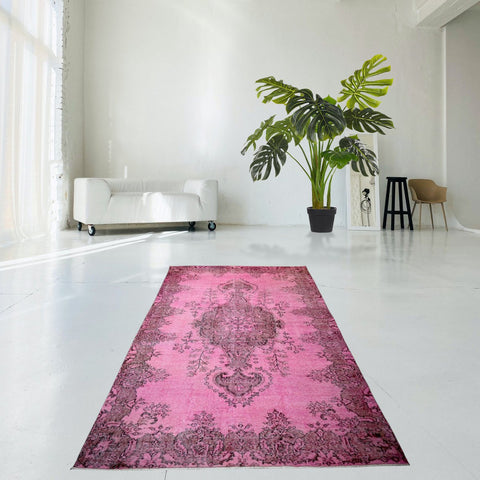Roze vintage vloerkleed - 257x170 cm - HANDGEMAAKT