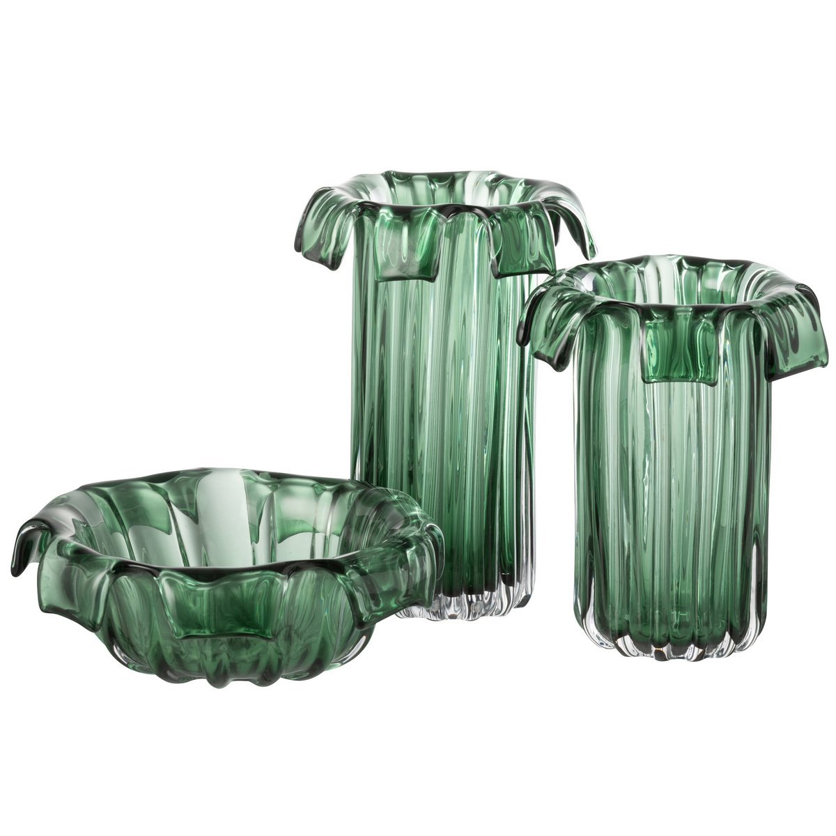 J-Line Bol Deco Retro Glas Groen