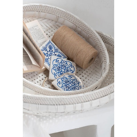 J-Line schalen Rond - rotan - wit