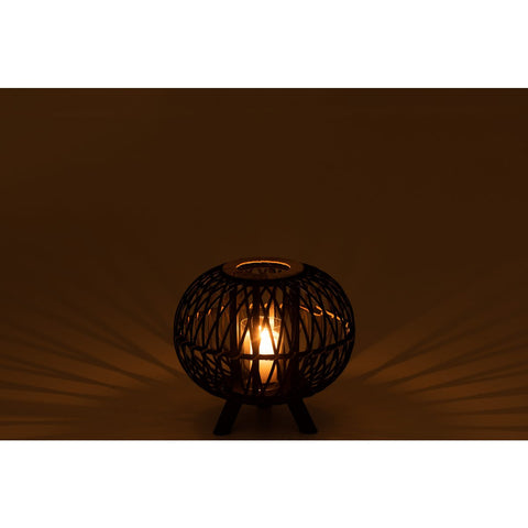 J-Line Kaarsenhouder - bamboe - zwart/naturel - small