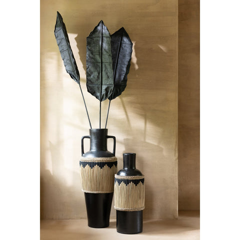 J-Line Vaas Motief Terracotta/Gras Zwart/Naturel