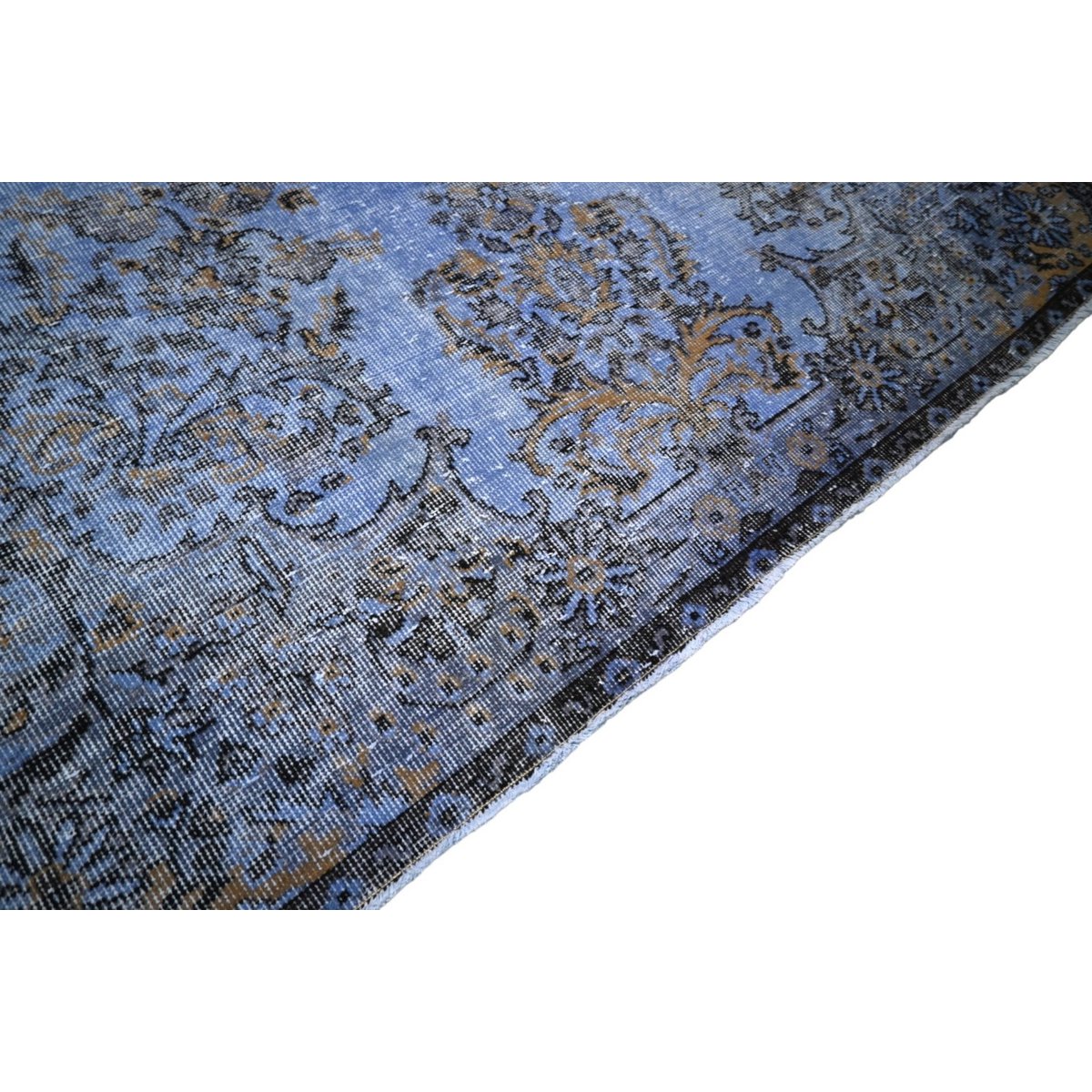 Blauw vintage vloerkleed - 297x175 cm - HANDGEMAAKT