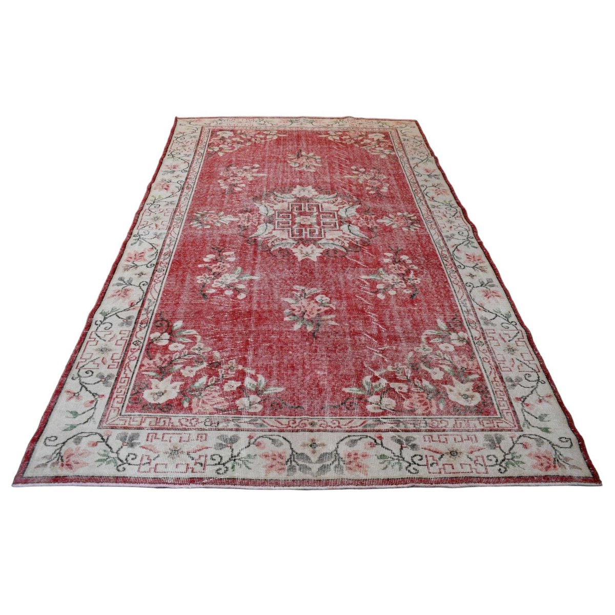 Rood vintage vloerkleed - 293x176 cm - HANDGEMAAKT