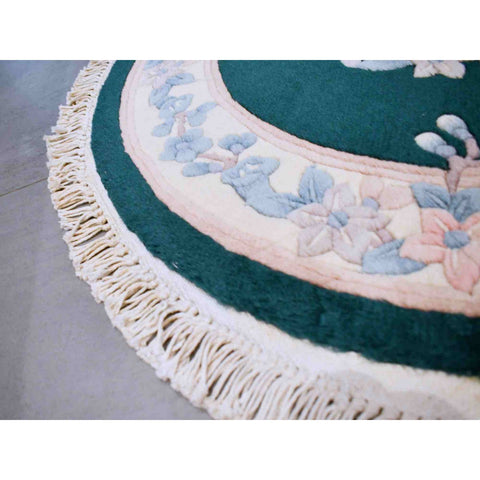 Rond Aubusson vloerkleed - 93x93 cm - HANDGEMAAKT