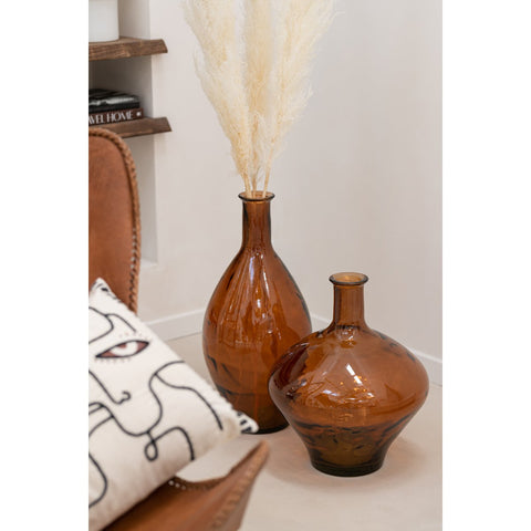 J-Line vaas Hoog - glas - bruin - 60 cm hoog