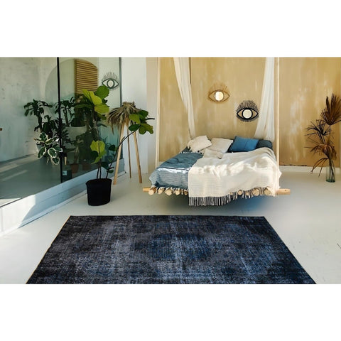 Blauw vintage vloerkleed - 270x160 cm - HANDGEMAAKT