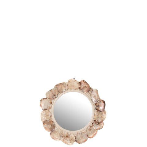 J-Line spiegel Lisa - schelpen/hout - paars - small