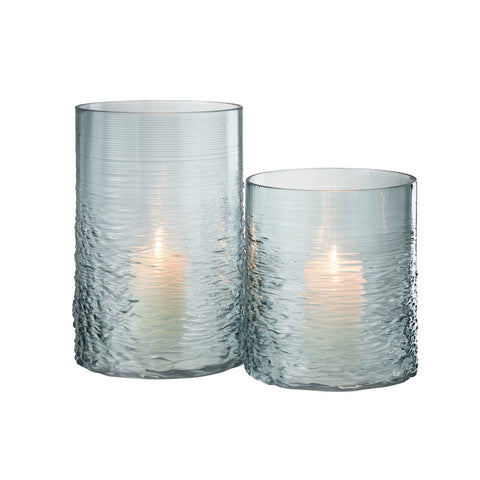 J-Line windlicht Zee - Kaarsenhouder - glas - blauw - large
