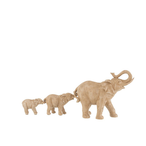 J-Line Olifant 3 Op Een Rij Poly Beige