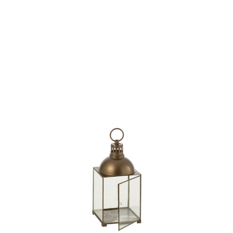 J-Line lantaarn Hagrid - glas/ijzer - brons - small