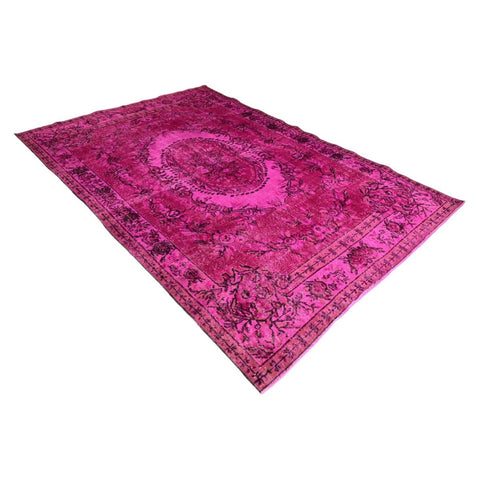 Roze vintage vloerkleed - 285x188 cm - HANDGEMAAKT