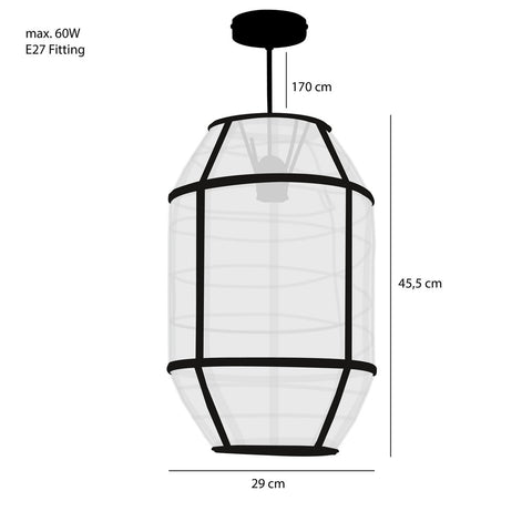 Pella Hanglamp - H46 x Ø29 cm - Linnen - Beige
