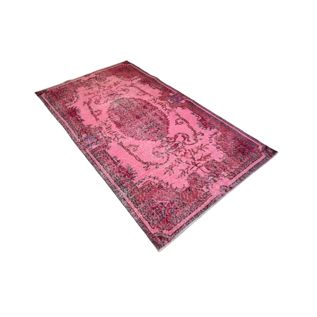 Roze vintage vloerkleed - 197x111 cm - HANDGEMAAKT