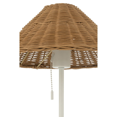 J-Line tafellamp - metaal/rotan - wit/naturel
