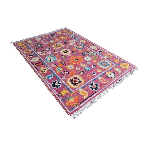 Roze Azeri vloerkleed - 95x67 cm - HANDGEMAAKT
