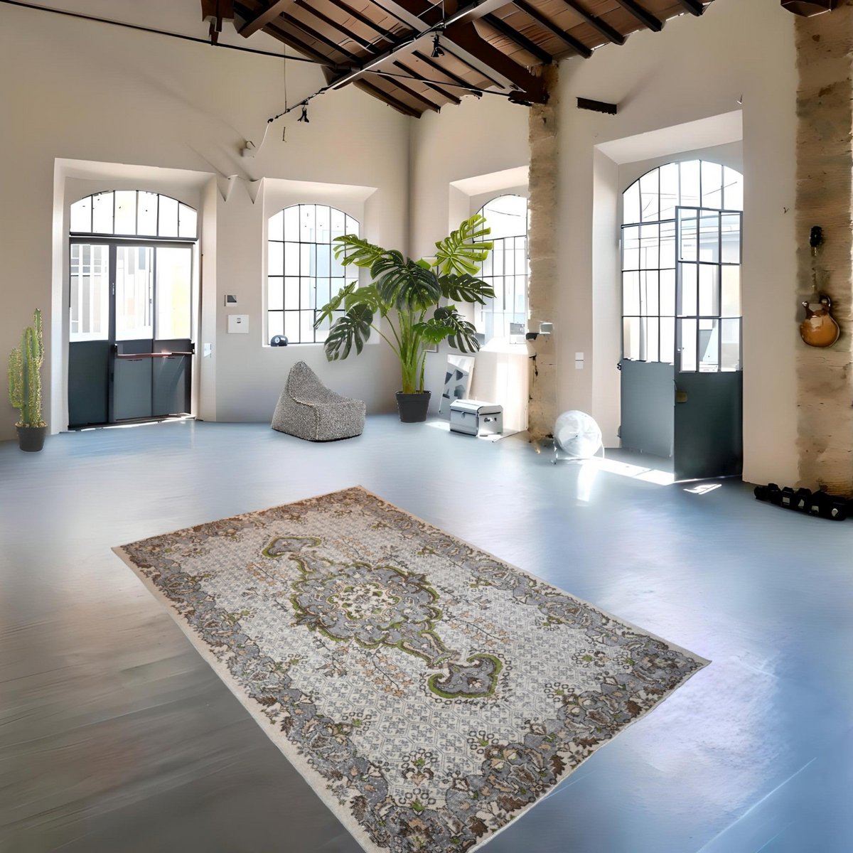 Beige vintage vloerkleed - 300x128 cm - HANDGEMAAKT