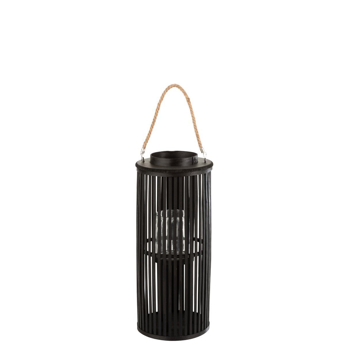 J-Line lantaarn Tube - bamboe - zwart - small