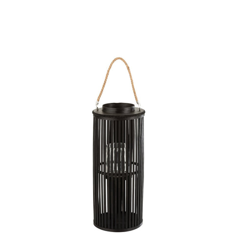 J-Line lantaarn Tube - bamboe - zwart - small
