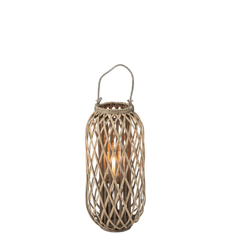 J-Line lantaarn Willow - hout - grijs - small