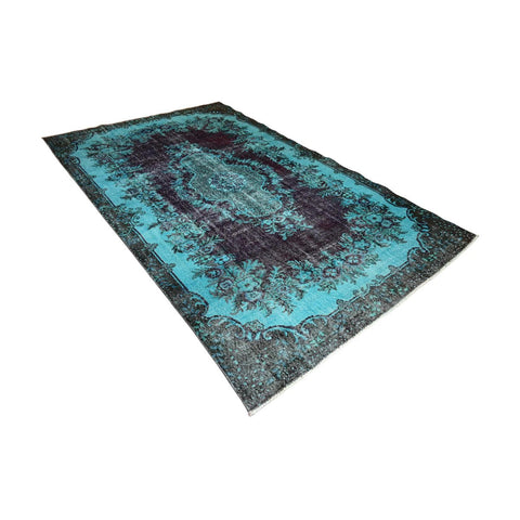 Turquoise vintage vloerkleed - 290x178 cm - HANDGEMAAKT
