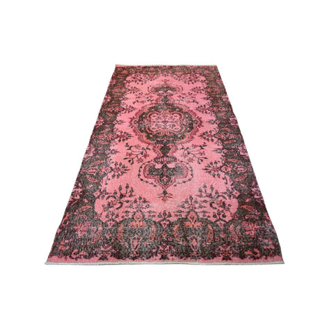 Roze vintage vloerkleed - 210x108 cm - HANDGEMAAKT