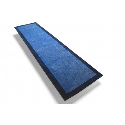 Blauw Gabbeh loper - 312x85 cm - HANDMGEMAAKT