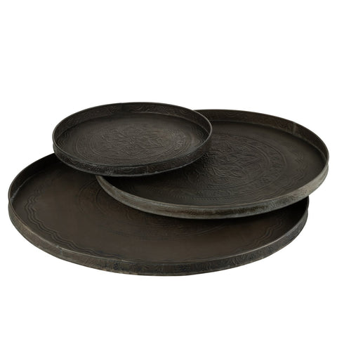 J-Line plateau Rond Klassiek - ijzer - zwart - large