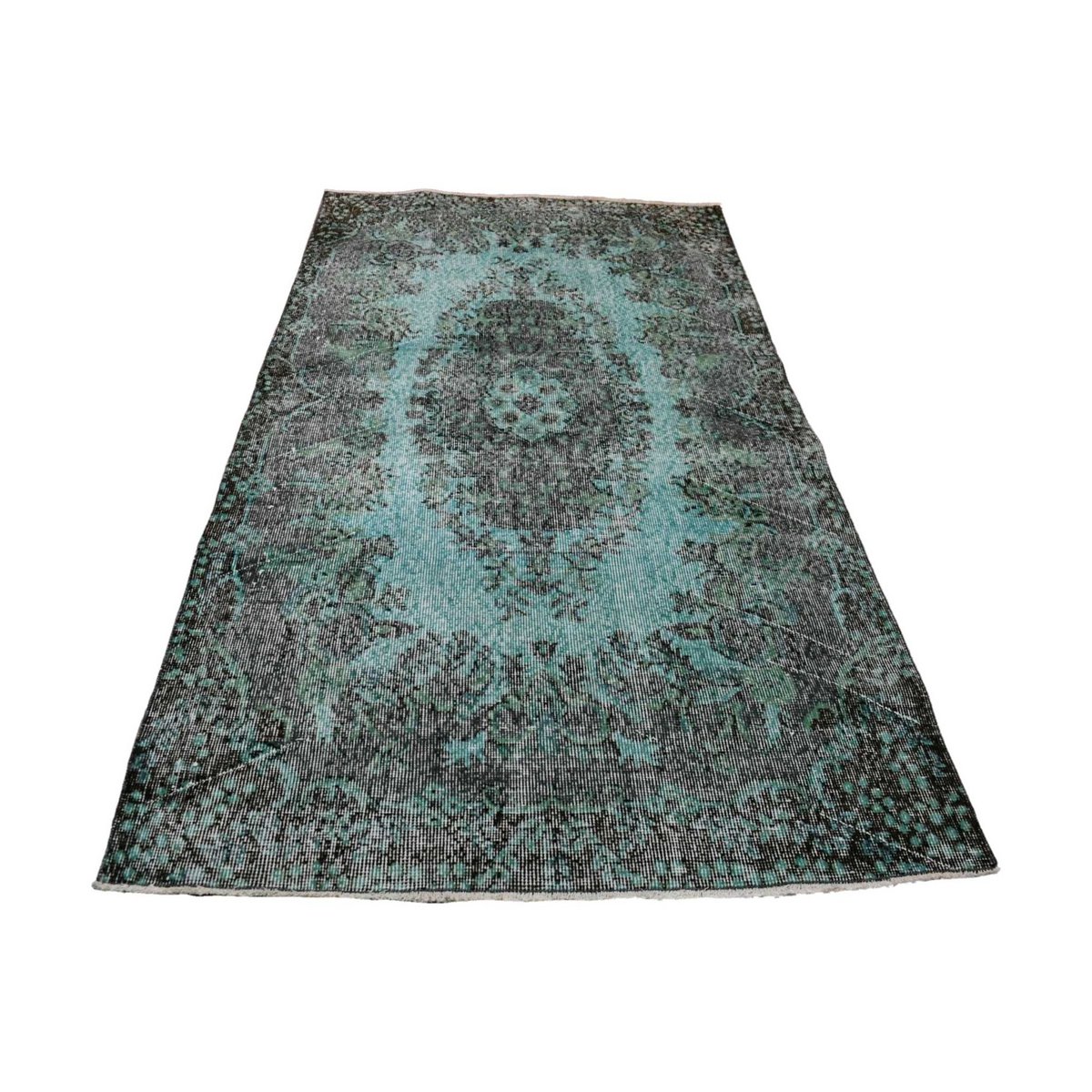 Turquoise vintage vloerkleed - 205x119 cm - HANDGEMAAKT