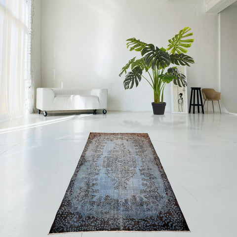 Blauw vintage vloerkleed - 274x152 cm - HANDGEMAAKT