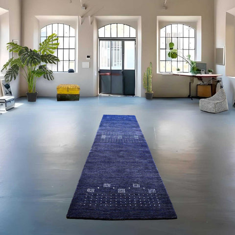 Gabbeh loper blauw - 300x80 cm - HANDGEMAAKT