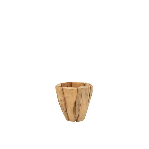 J-Line bloempot Jack Teak - hout - naturel - klein - Ø 35,00 cm