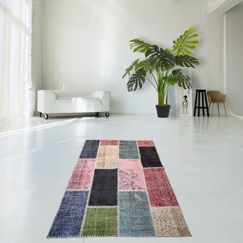 Patchwork vloerkleed - 170x116 cm - HANDGEMAAKT