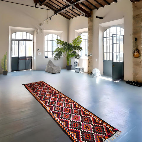 Extra lange Kurdi loper - 375x90 cm - HANDGEMAAKT