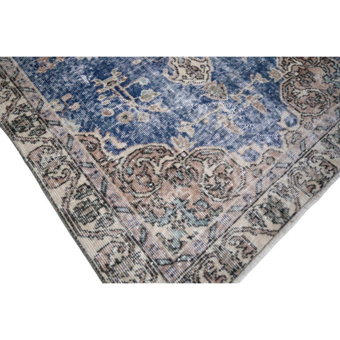 Beige blauw vintage vloerkleed - 190x109 cm - HANDGEMAAKT