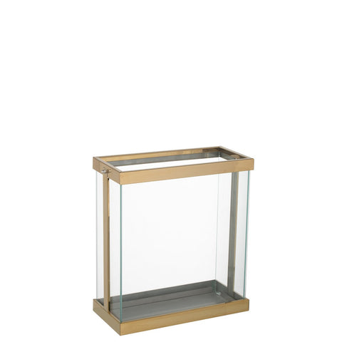 J-Line Lantaarn Rechthoekig Enma Ijzer/Glas Goud Small