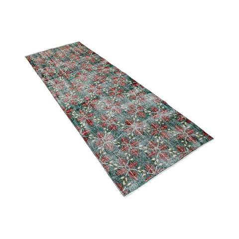 Bloemen vintage vloerkleed - 254x90 cm - HANDGEMAAKT