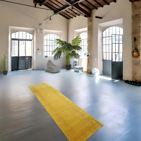 Goud gele Gabbeh loper - 286x80 cm - HANDGEMAAKT