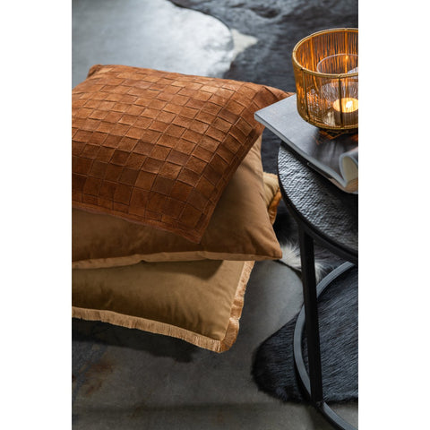 J-Line kussen Vierkant Klein - leder - cognac
