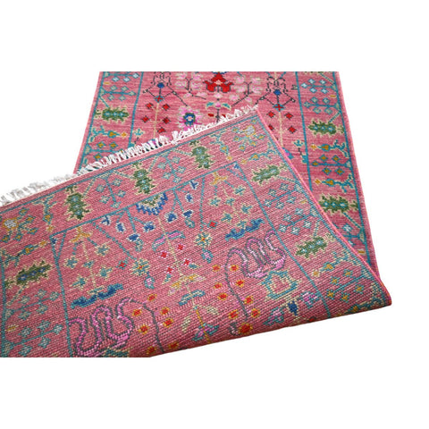 Roze Azeri Loper - 370x80 cm - HANDGEMAAKT